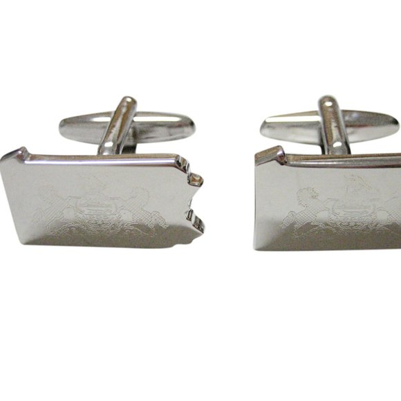 Pennsylvania State Map Shape and Flag Cufflinks - Picture 1 of 2